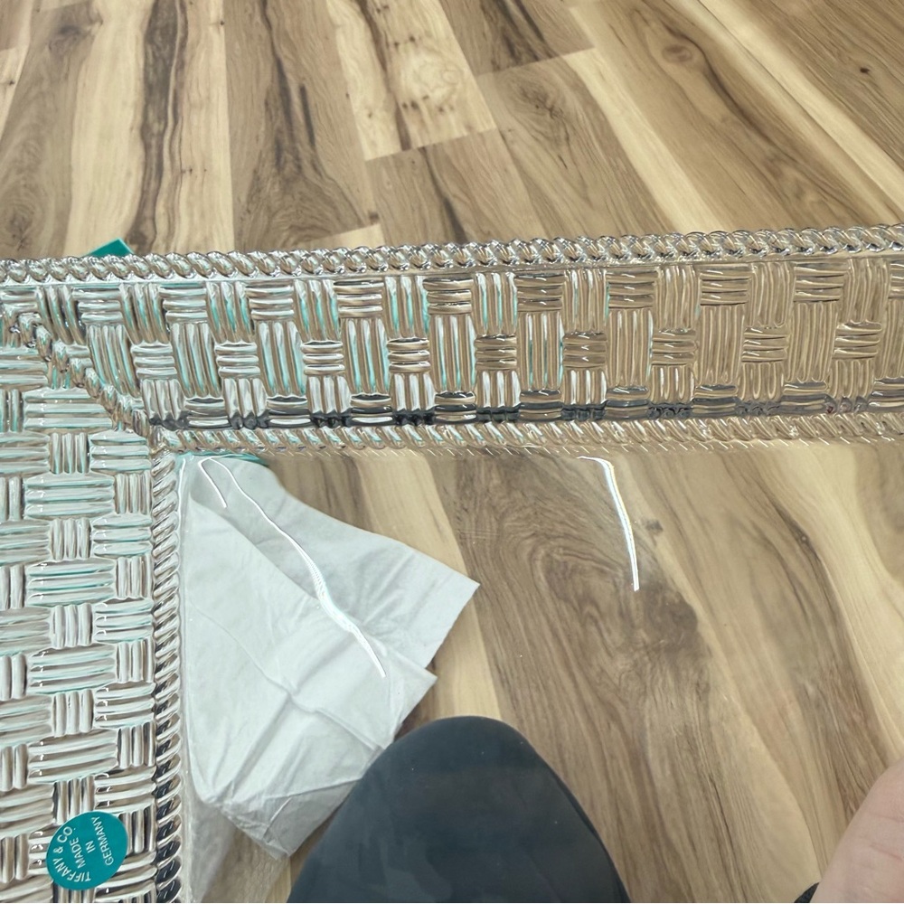 Tiffany & Co. Basket Woven Design Glass Tray - Picture 8 of 12